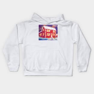 Winter Evening In The Village Kids Hoodie